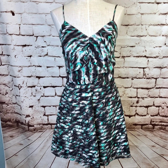 Parker Ruched Dress in Barb Wire Brown and‎ Green - Picture 1 of 8